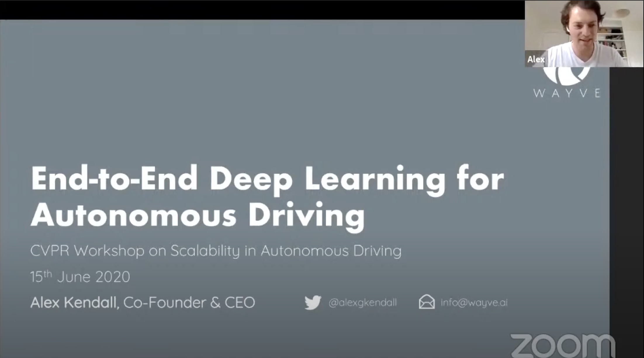 Alex Kendall, End-to-End Deep Learning for Autonomous Driving, CVPR 2020